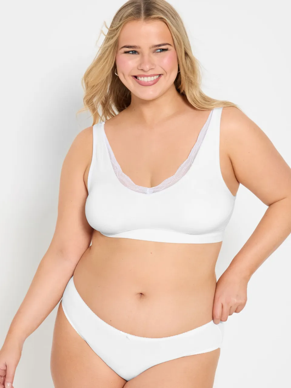 Yours 2 Pack Bralettes Met Kanten Rand In Zwart/Wit-64, foto 4