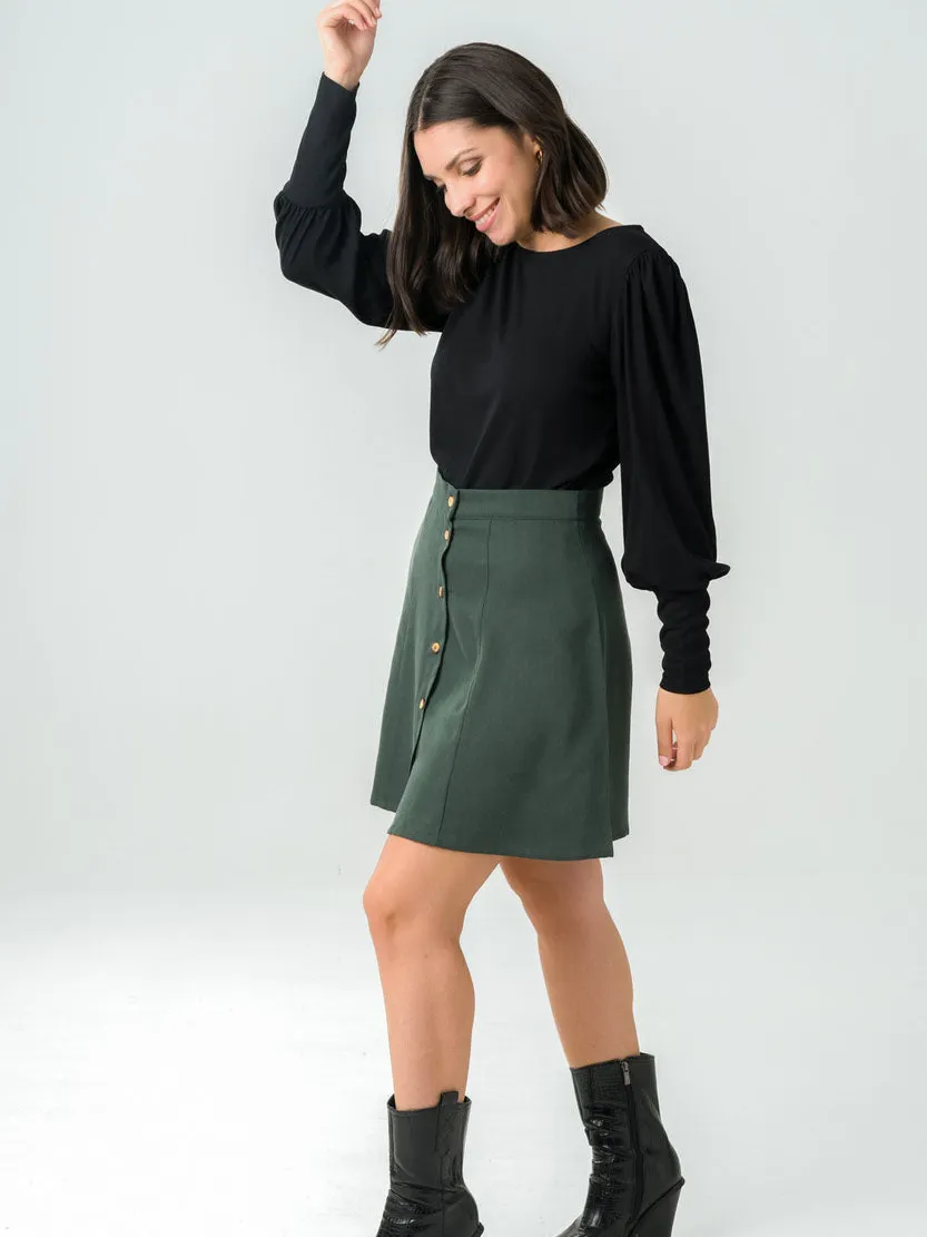 Avani dames vegan Rok Parrotia Kaki Donkergroen