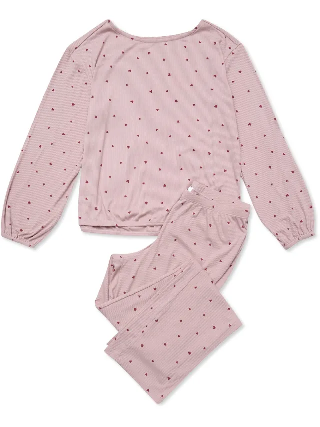 ESOTIQ Janna - Damespyjamaset met sokken - Roze - Hartjesprint