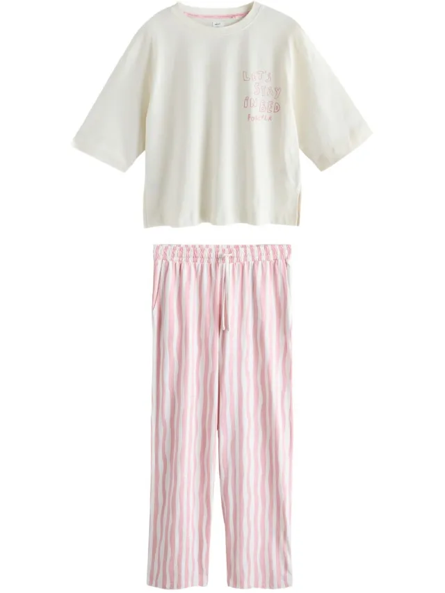 Next Dames - Pyjama met korte mouwen - Tall - Roze Pink/Cream Graphic