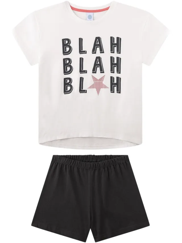 Sanetta Pyjama Pyjama Teenager Blah kurz Set van 1 Zwart/Beige
