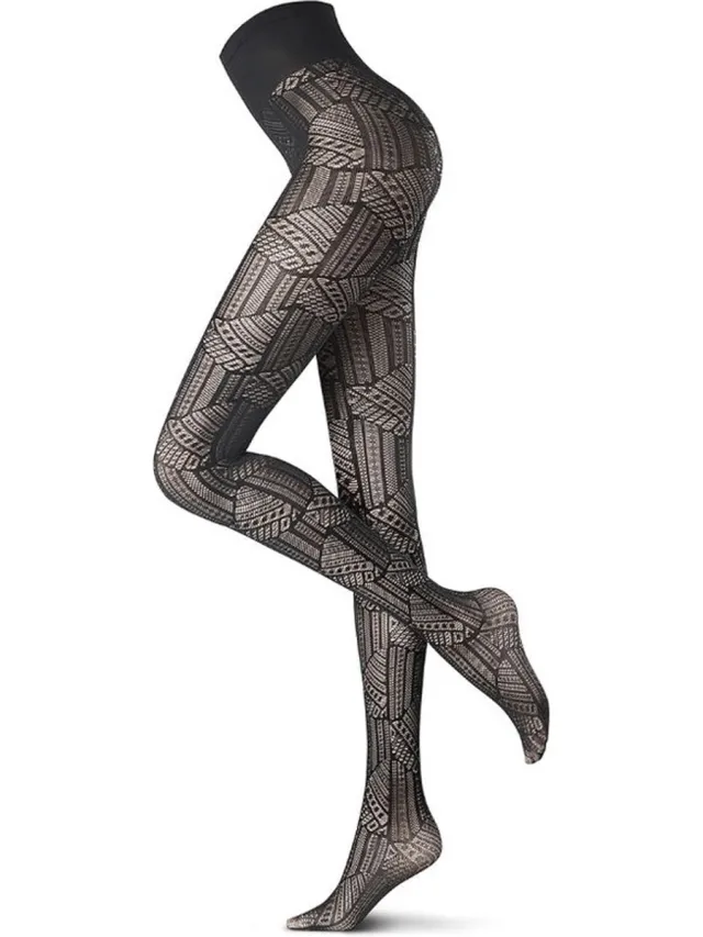 Oroblu panty 40 den Abstract Mistery maat S grey melange