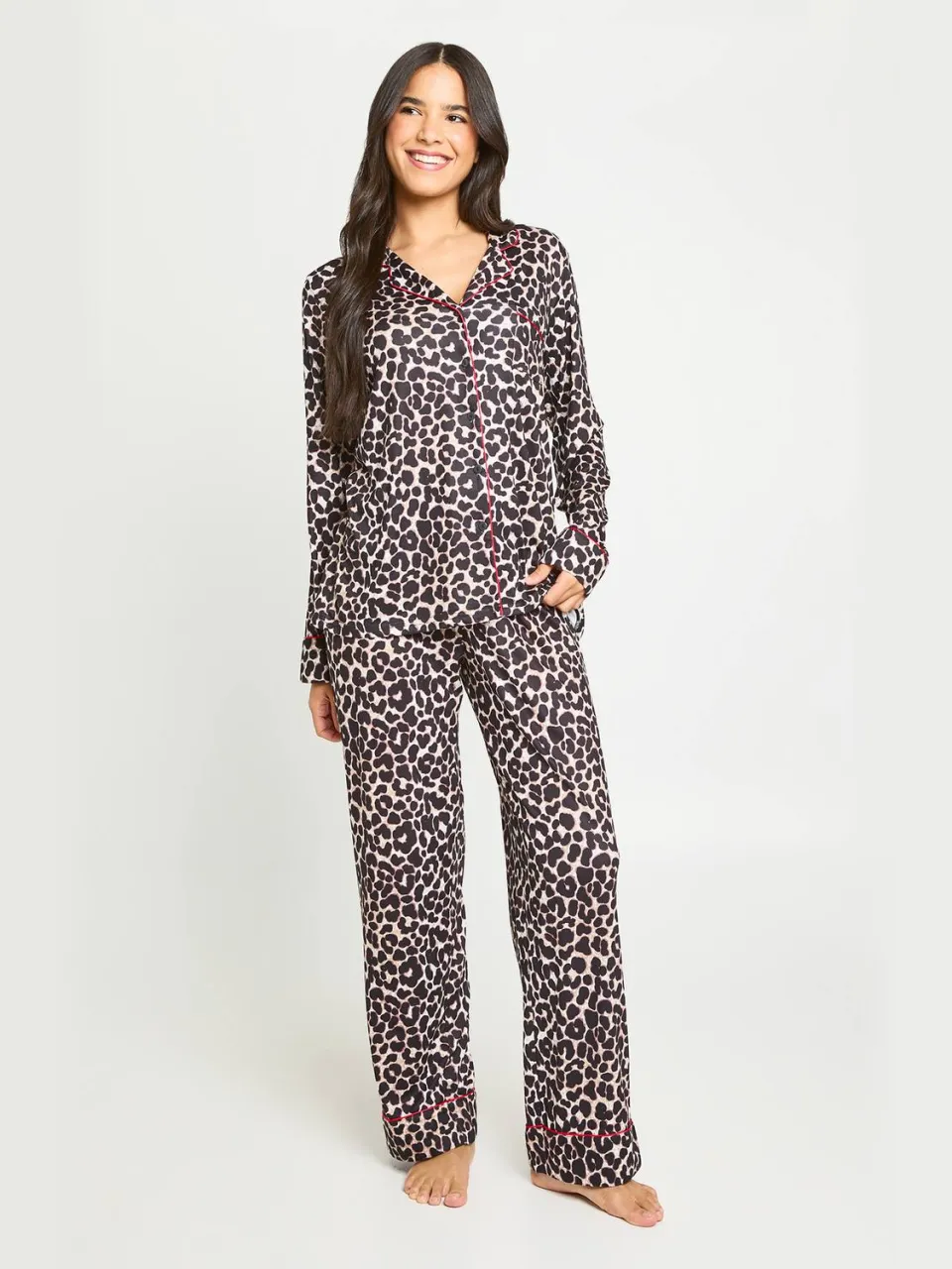 boohoo Dames Superzachte Luipaard Broek Pyjama Set luipaardprint, foto 2