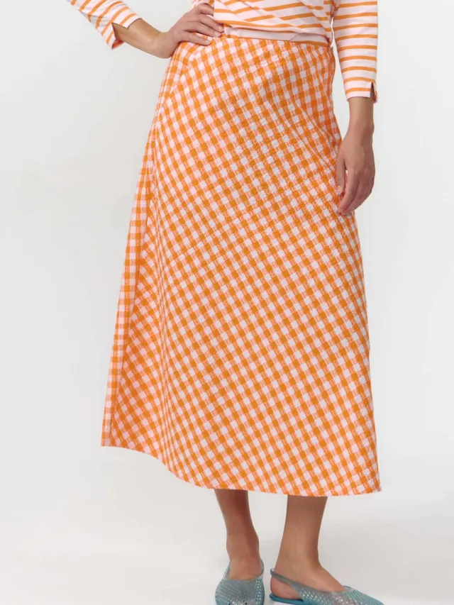 SUITE13LAB dames vegan Rok Belen Check Oranje, foto 2