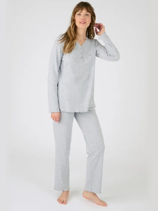 Damart Pyjama ribgebreid - Dames - Grijs - 54-56 (XXL)