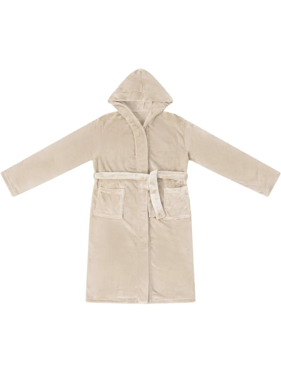 vidaXL Badjas Hoodie Beige S Flanel, foto 2