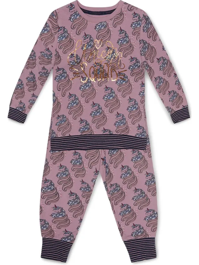 Charlie Choe meiden pyjama aop Unicorn Light Mauve Roze
