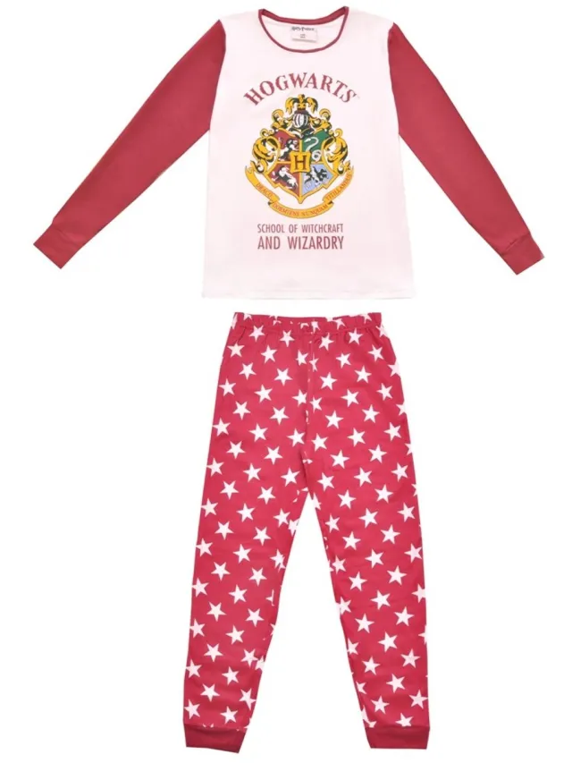 Harry Potter Kinderpyjama – Hogwarts – Bordeaurood – 100% Katoen