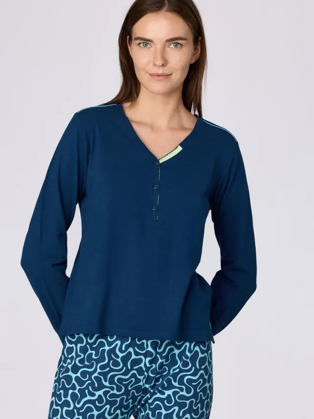 Woody Dames pyjama donkerblauw