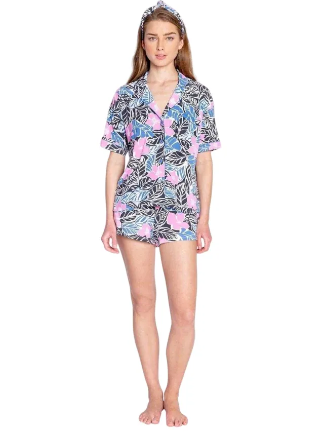 PJ Salvage Korte pyjamaset voor dames met palmprint (Veelkleurig) Groen