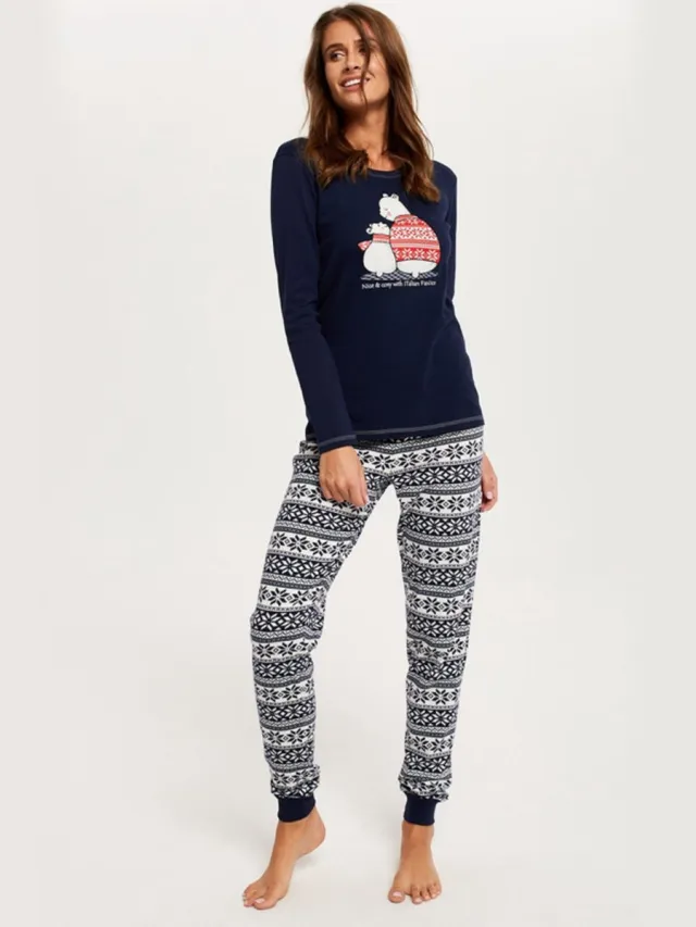Italian Fashion Arktyka katoenen pyjama voor dames- marineblauw