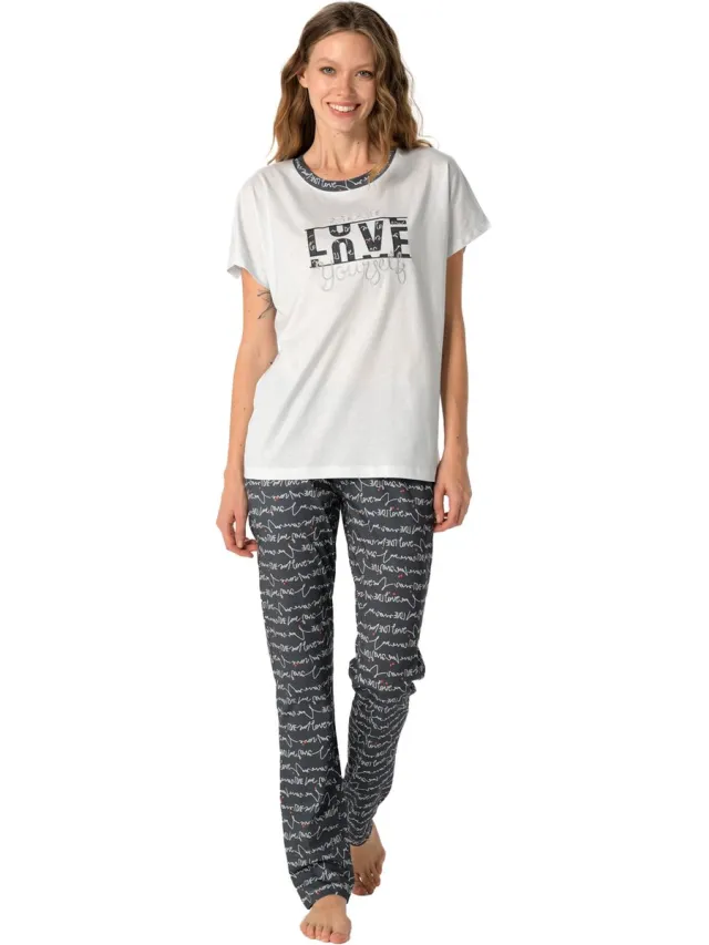 Pijadore Dames Pyjama Set, Korte Mouwen, Blauw