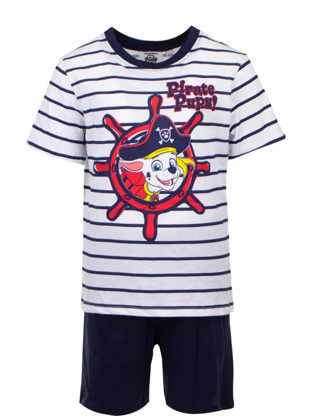 Nickelodeon Paw Patrol Nickelodeon Short Pyjama - Shortama - Marshall - Pirate Pups blauw. Maat 116 cm / 6 jaar Wit - blauw