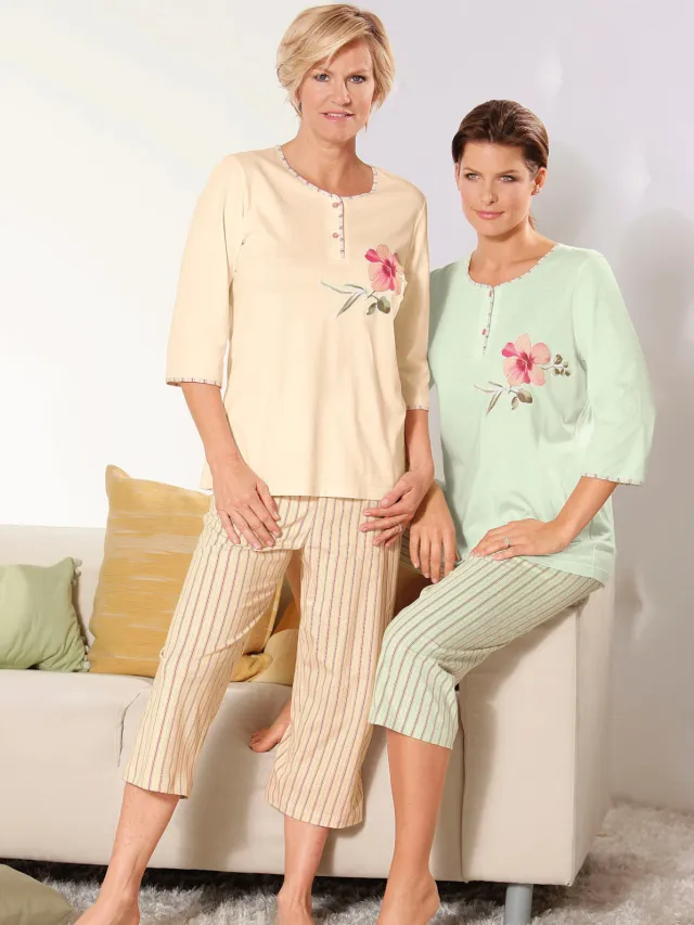 Pyjama's apricot + lindegroen, foto 2