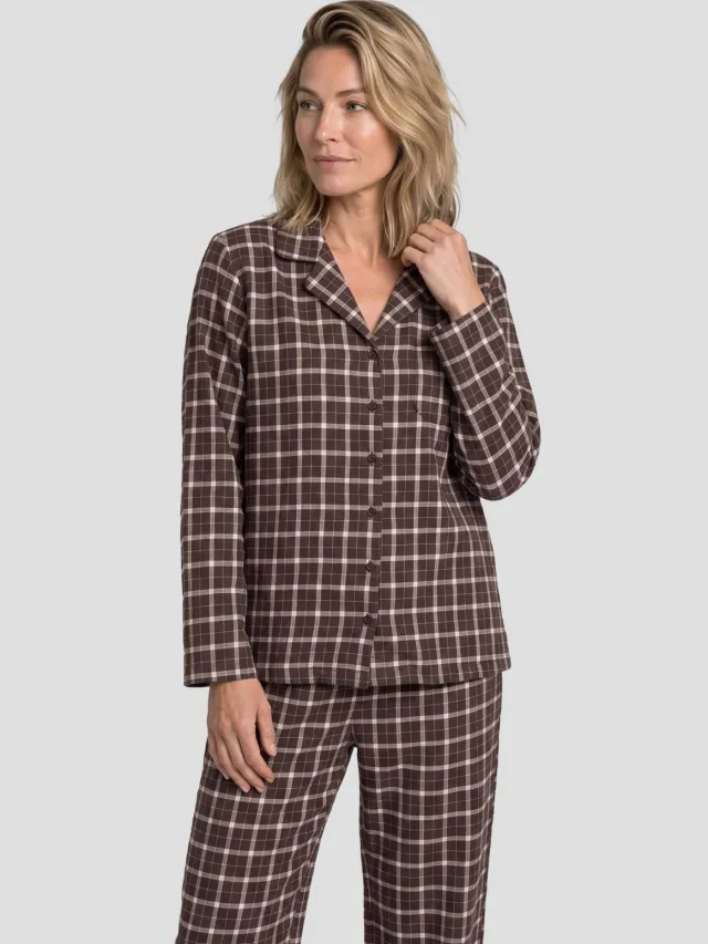 Dreamcovers flanel pyjamaset bruin/oudroze