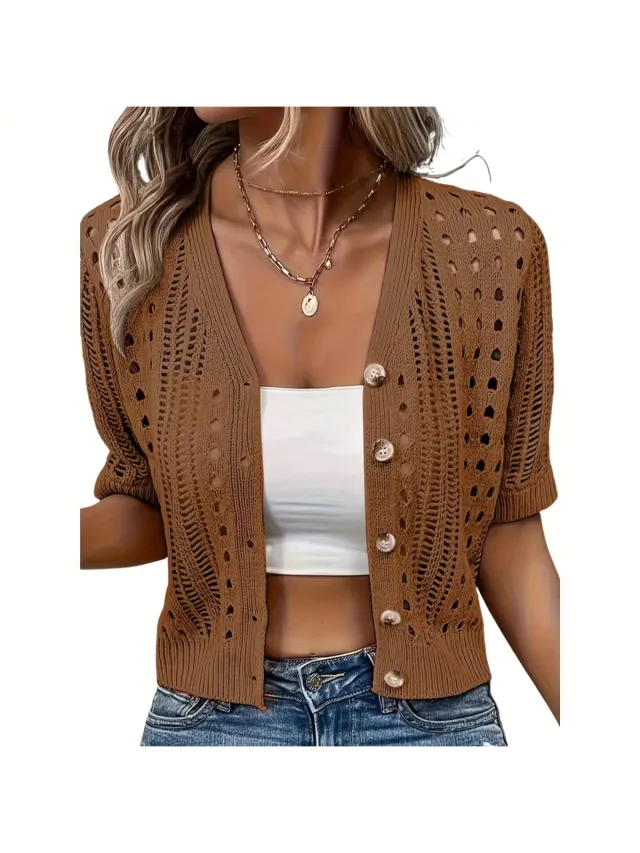 Currero Topje Dames - Top Kleding - Shirt - Blouse - Kort - Volwassen - Koffie