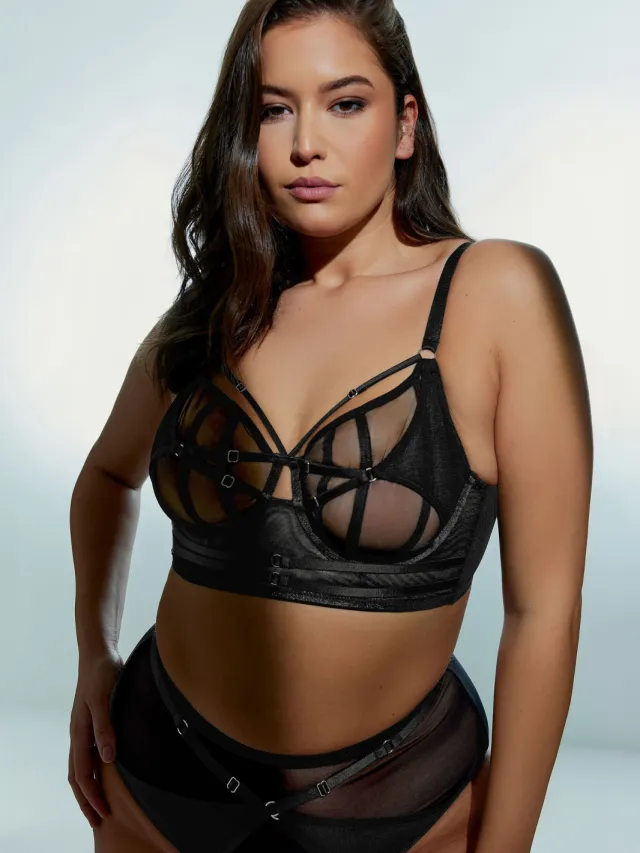Playful Promises Balconettebh Van Mesh Met Meerdere Bandjes In Zwart Black
