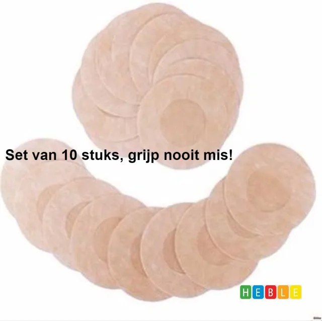 Heble® *** Summer Pack 10 Paar Ronde Tepelcovers - Nipplecover - Doorschijnend - Fashion Accessoire - van Heble® *** Beige