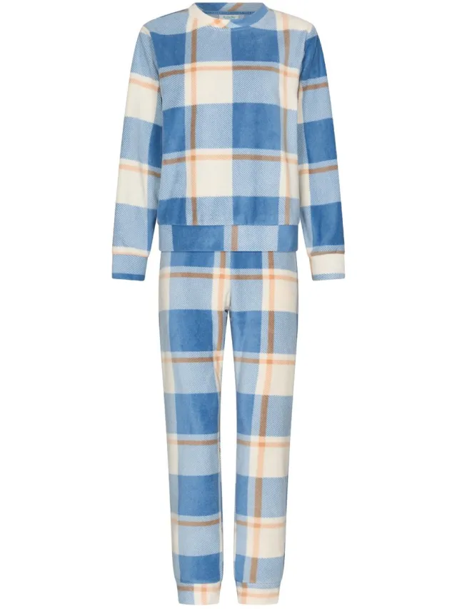 Rebelle MyRebelle - Checks - Pyjama - Fleece - Ecru/Blauw - Geruit