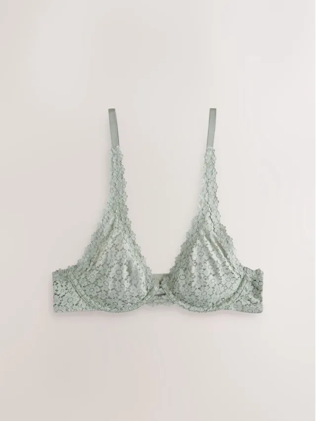 Next Dames - Diepuitgesneden kanten beha, zonder vulling - Groen Khaki Green