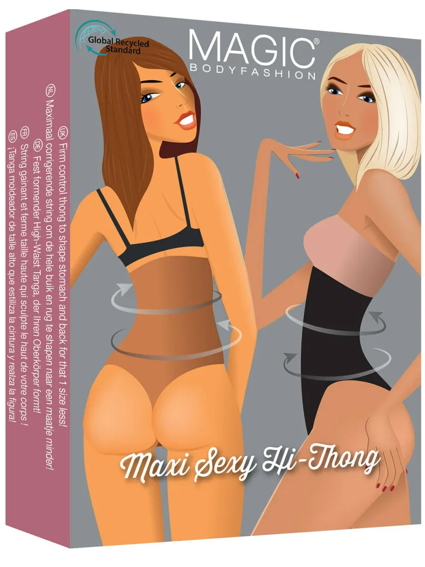 MAGIC Bodyfashion seamless high waist sterk corrigerende string Maxi Sexy Hi-Thong zwart, foto 5