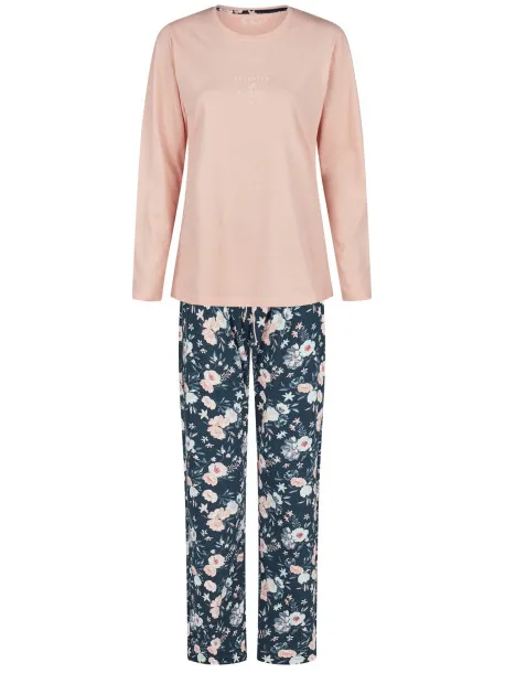 By Louise Dames pyjama set lang roze gebloemd Veelkleurig