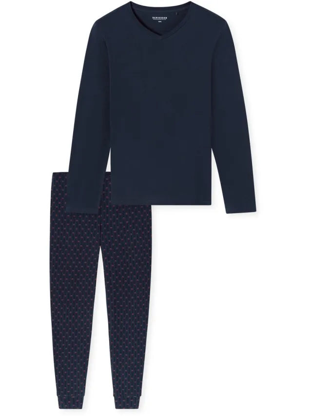 Schiesser Pyjama lang - Heren - Pyjamas wijnrood