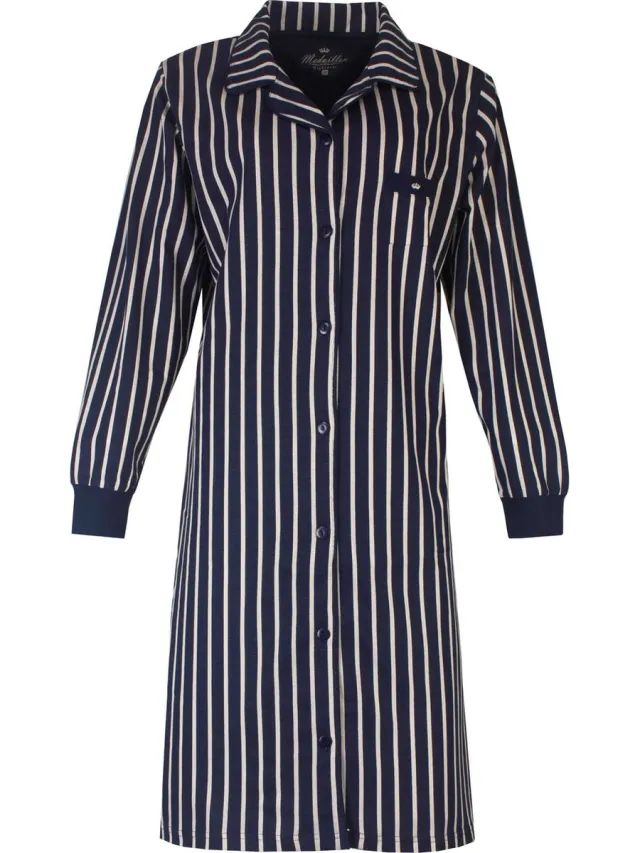 Medaillon Dames Nachthemd - Doorknoop - Blauw