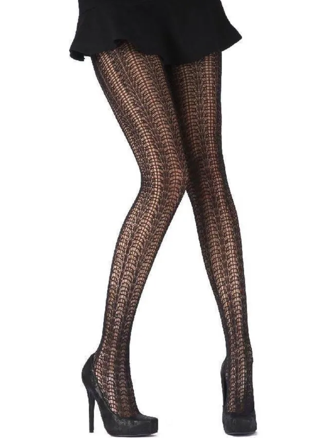 Pretty Polly Panty - Fashion - Feathery Chevron - One Size - 36/40 - Zwart