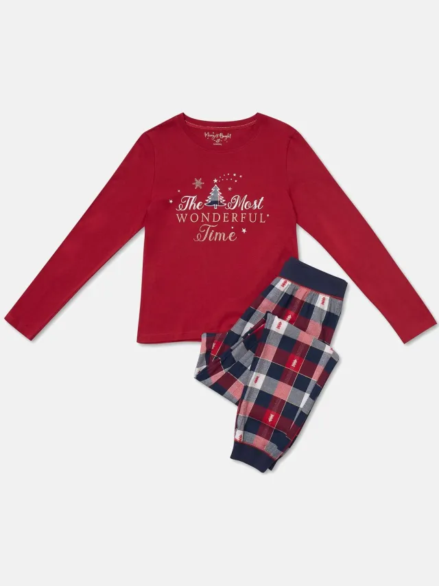 ESOTIQ Calanthe - Damespyjamaset - Kerst - Rood