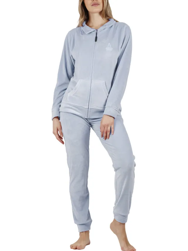 Admas Soft Home loungewear jas en broek blauw
