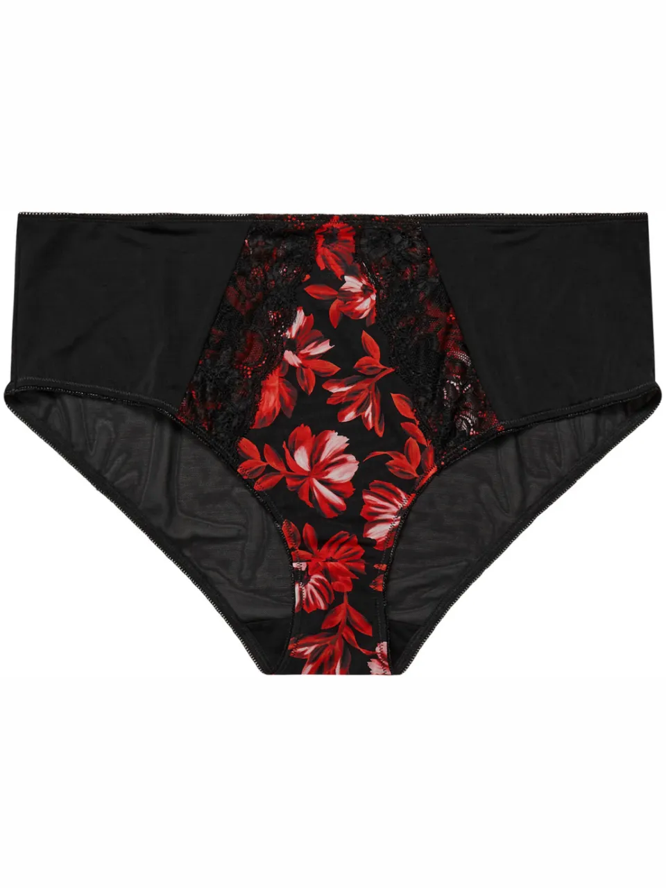 Yours Tailleslip Met Inzet Van Bloemen En Mesh In Zwart/Rood-60, foto 4