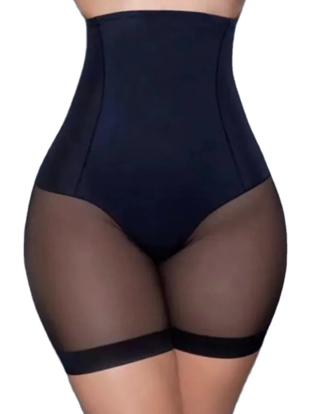 Wow Peach Shapewear - Billen Buik Been - Corrigerend Ondergoed - Afslank - High Waist - Buttlift - Zwart - Small