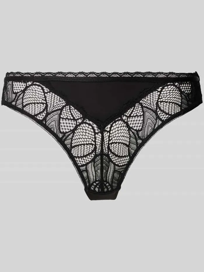 Lascana String met kant, model 'Alicia' Zwart
