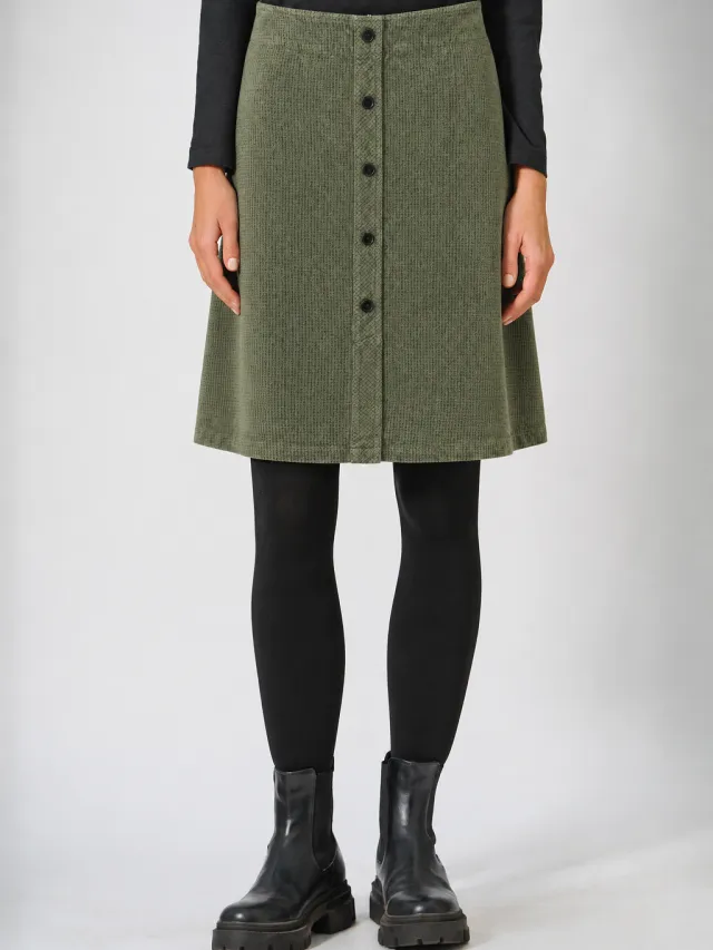 HempAge dames vegan Rok Button Placket Mosgroen