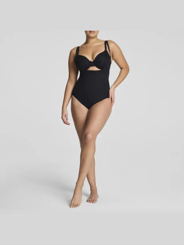 Spanx SPANXsculpt GoFigure Open Bust Bodysuit - Kleur Zwart Very Black
