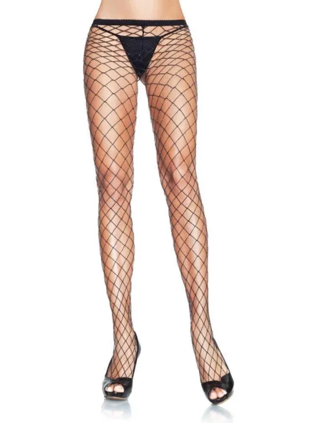 Leg Avenue Lurex Fishnet Pantyhose ["Zwart"]