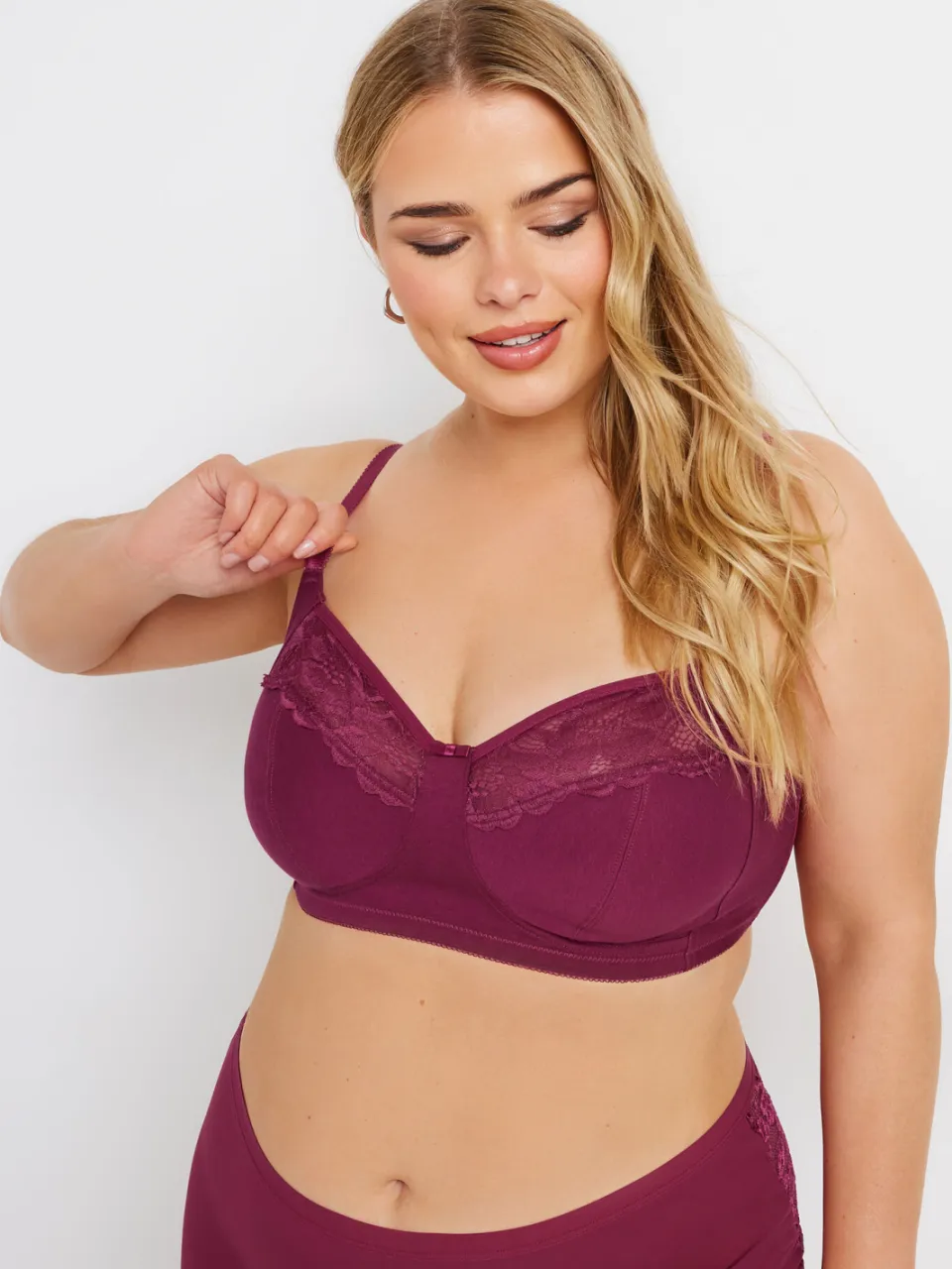 Yours 2 Pack Bh's Zonder Beugel Met Kanten Inzet In Rood/Zwart, foto 3