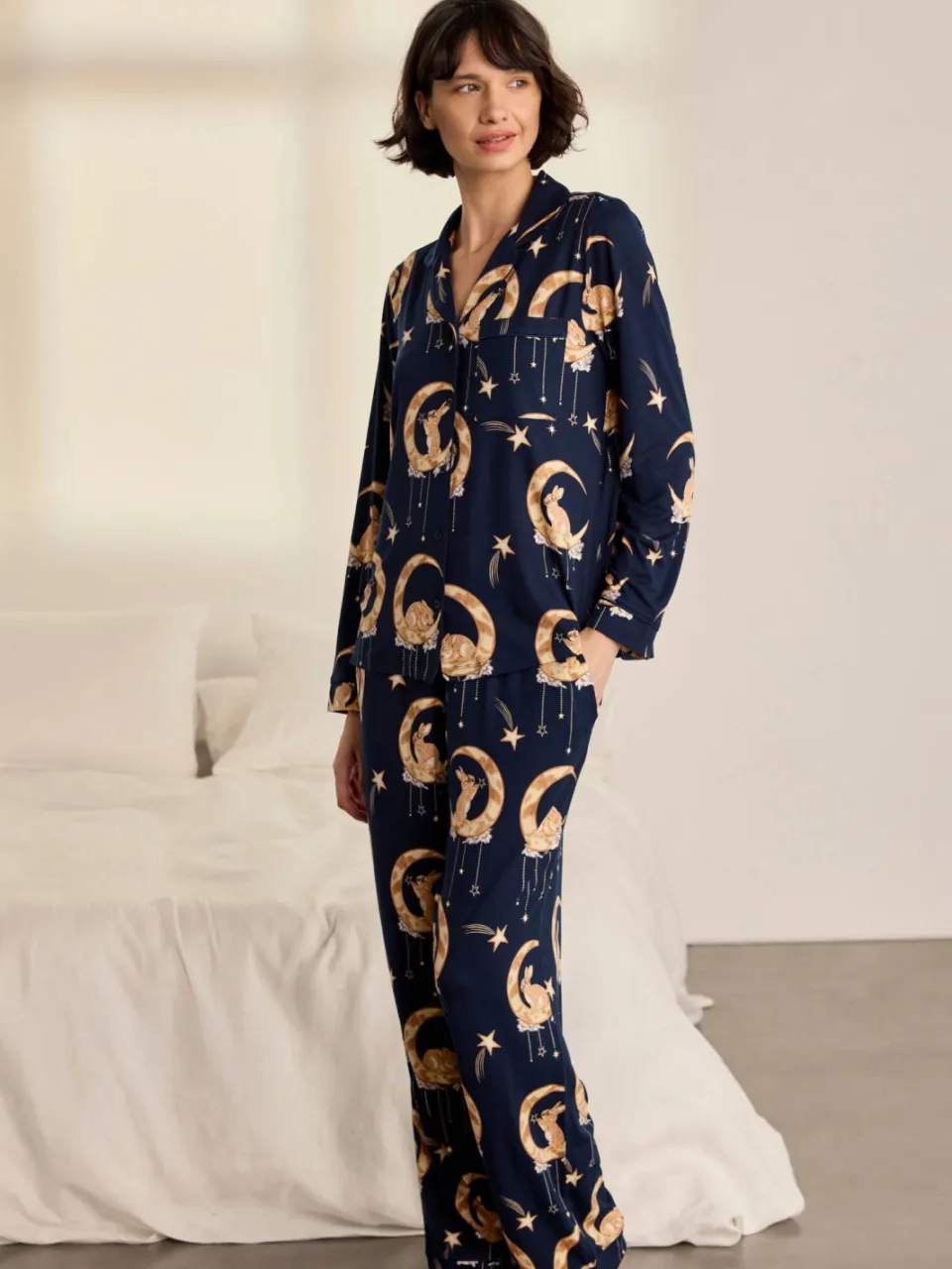 Chelsea Peers pyjama donkerblauw Donkerblauw/okergeel