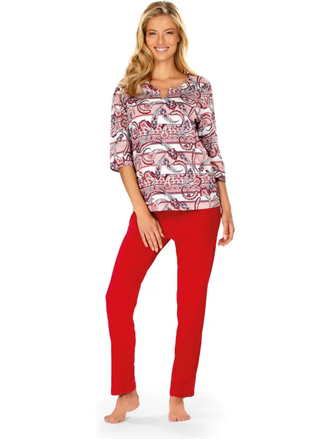Comtessa Dames Pyjama 'Paisley's Paradise' Rood