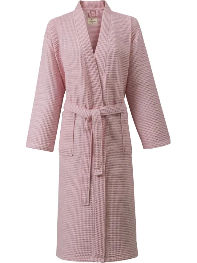 PandaHome L&G- Unisex Sauna Badjas - 100% Katoen Wafel Badjas - L - Roze - Katoen wafel - Kimono - Wafel Badjas dames - Wafel Badjas heren - Badjas dames en heren