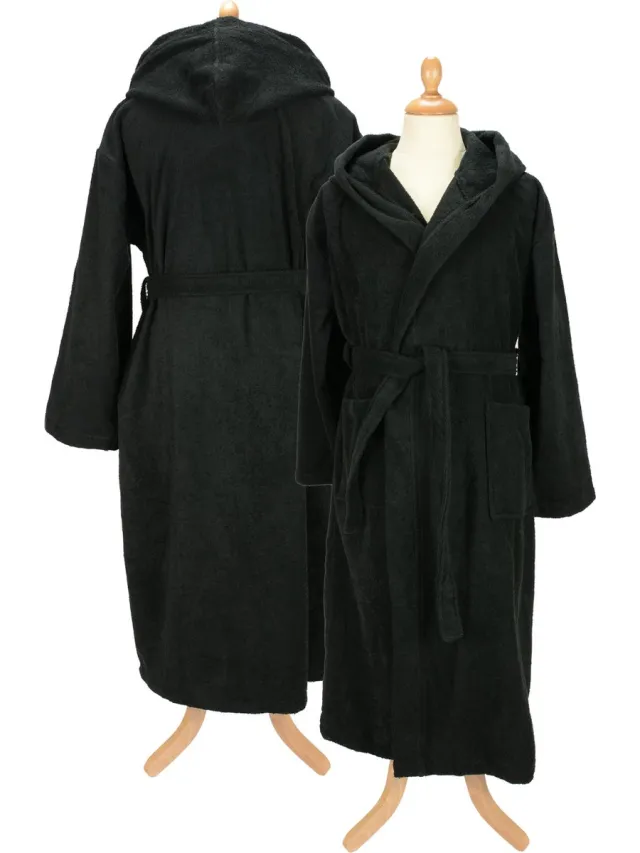 ARTG Robezz - Badjas met Capuchon - 100% Badstof Katoen - Zwart - (2XL)