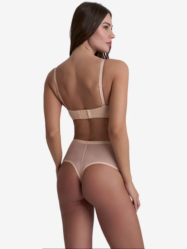 Bye Bra Forming Tulle Mid Waist Thong L Beige