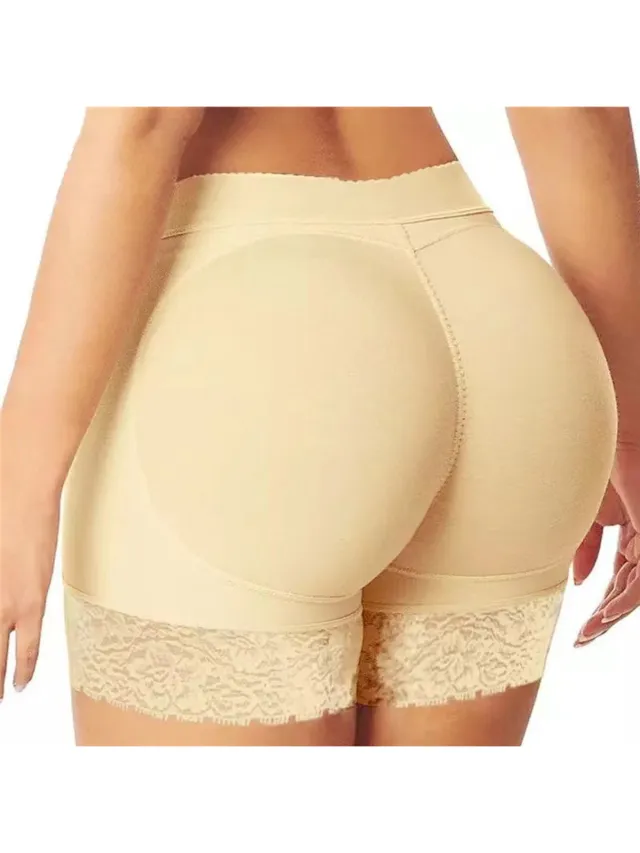 LOUZIR Buttlift broekje - Shapewear – - Onderbroek - Butt lifter - slipje met vulling - dames ondergoed - Volle billen - Butt lifter - Beige - LOUZIR