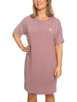 Missya Softness Modal Stripe Big Shirt Lila,Versch.kleure/Patroon,Roze