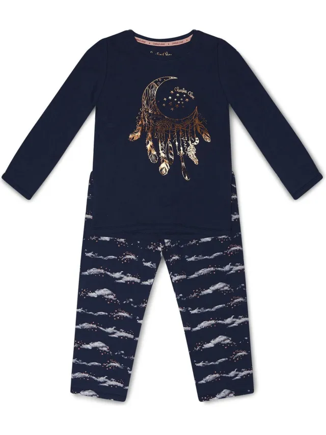 Charlie Choe meiden pyjama Dream Catcher Indigo 110/116 Blauw