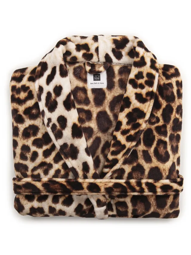 Zohome Leopard Badjas Lang - Fleece - Brown