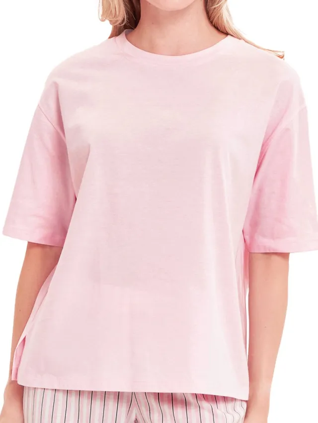 Rösch Dames pyjamashirt Basic rose