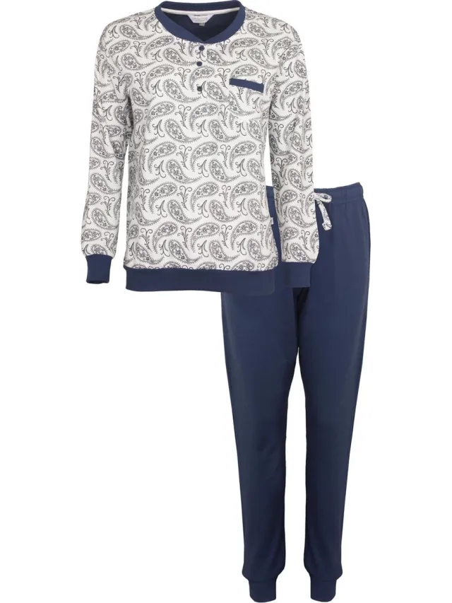 Tenderness Dames Pyjama - Fleece - Polo Sluiting - Blauw