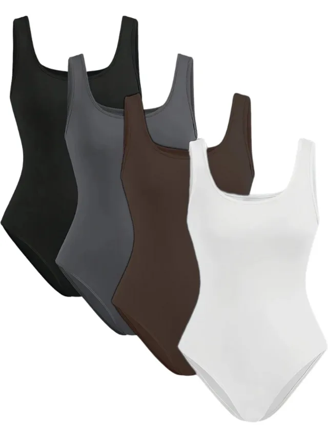 100 Bodysuit Dames - Jumpsuit - Corrigerend Ondergoed - Body plunge - Lingerie - Setje Vrouwen - 4 Pcs - Gemengd 2